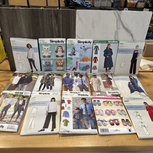 Lot of 15 Vtg Sewing Patterns Simplicity, See Pics Plush Men’s Women’s Shoe